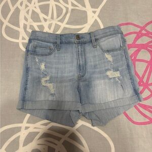 Hollister High-Rise Light Wash Ripped Jean Shorts